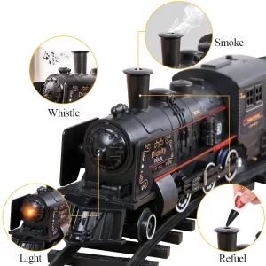 Electric Christmas Train Toy Set Car Railway Tracks Steam Locomotive Engine Diecast Model Educational Game Boy Toys for Children