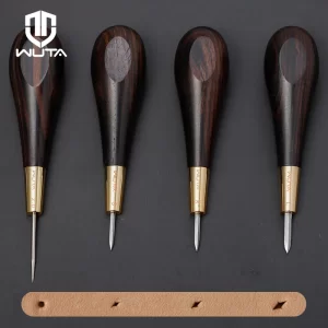 WUTA 2nd Generation Leather Stitching Awl Diamond Shape Ebony Blackwood & Brass Craft Tool Hand Sewing Awl DIY Stitcher Taper